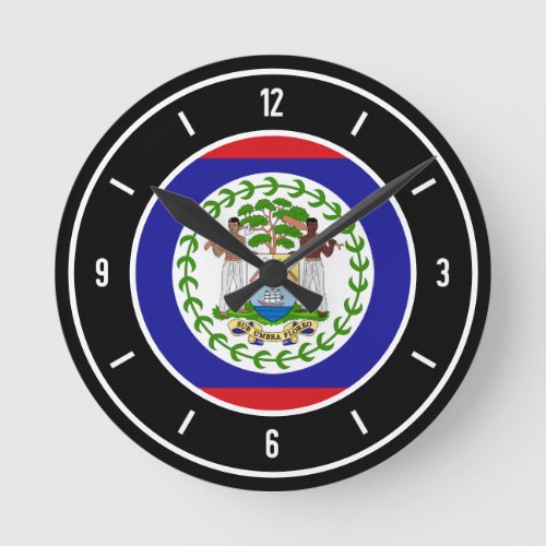 Belize Flag Elegant Round Clock