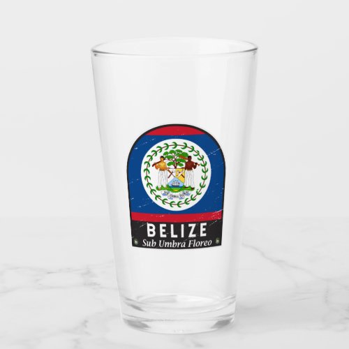 Belize Flag Emblem Distressed Vintage  Glass