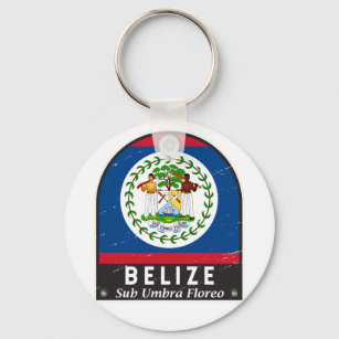 Belize Flag Emblem Distressed Vintage Keychain