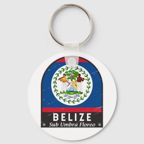 Belize Flag Emblem Distressed Vintage Keychain