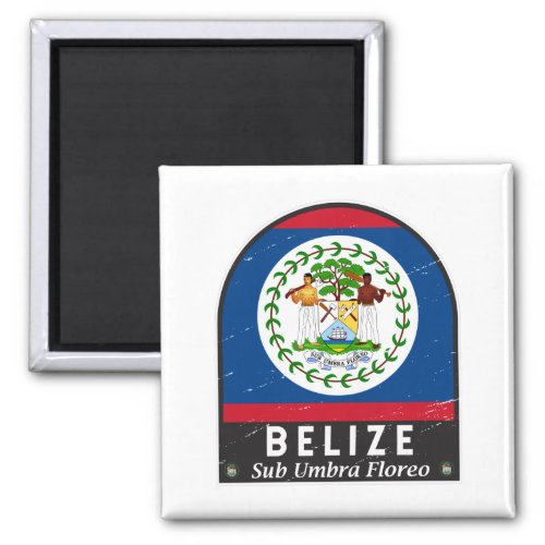 Belize Flag Emblem Distressed Vintage Magnet