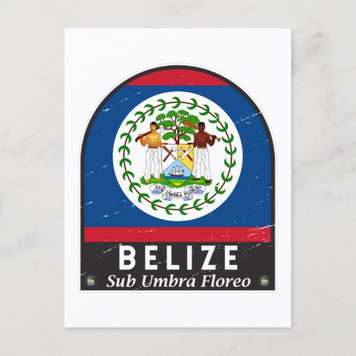 Belize Flag Emblem Distressed Vintage Postcard