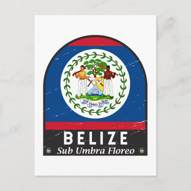 Belize Flag Emblem Distressed Vintage Postcard (Front)