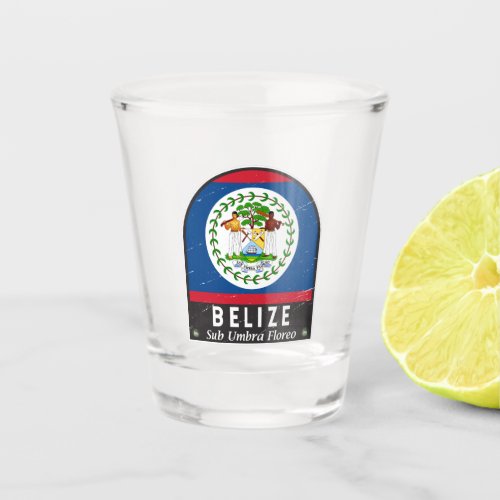 Belize Flag Emblem Distressed Vintage Shot Glass