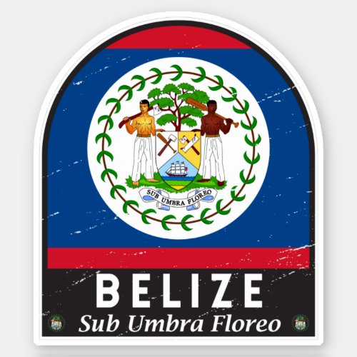 Belize Flag Emblem Distressed Vintage Sticker