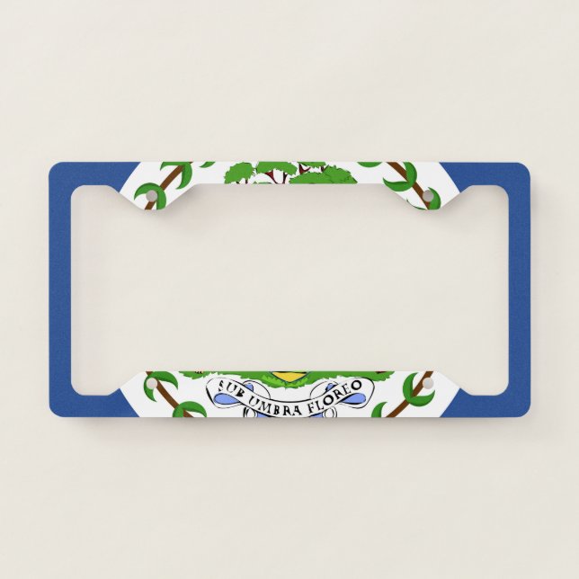Belize Flag Emblem License Plate Frame (Front)