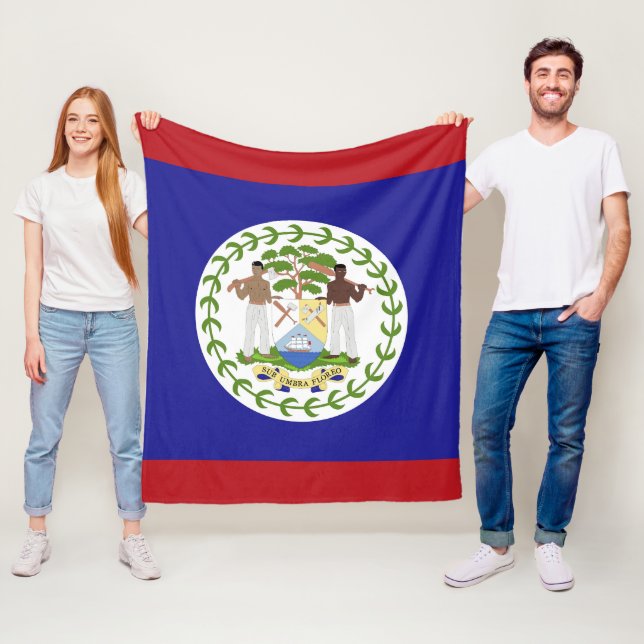 Belize flag fleece blanket (In Situ)