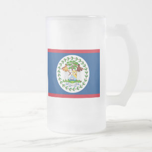 belize flag frosted glass beer mug