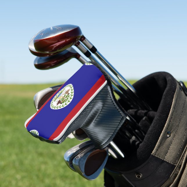 Belize flag golf head cover (In Situ)