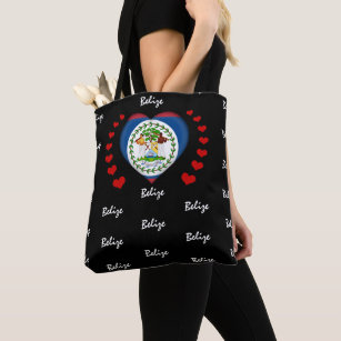 Belize Flag & Heart Belize Flag fashion /sport Tote Bag