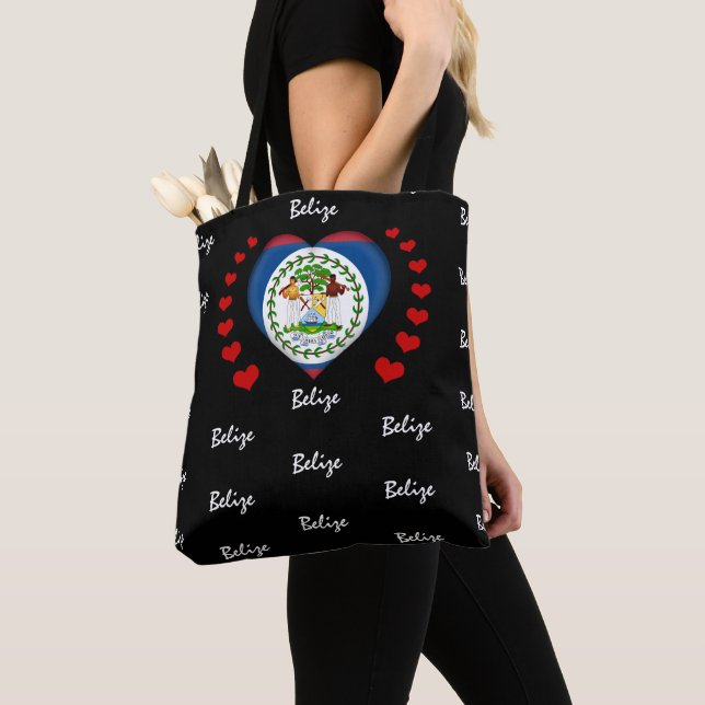 Belize Flag & Heart Belize Flag fashion /sport Tote Bag (Close Up)