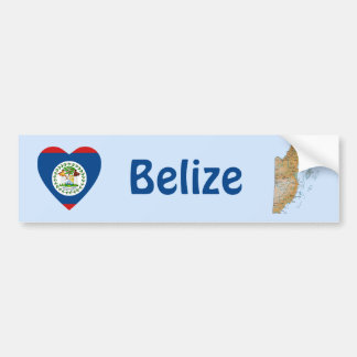Belize Flag Heart + Map Bumper Sticker