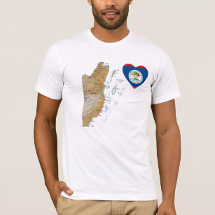 Belize Flag Heart + Map T-Shirt