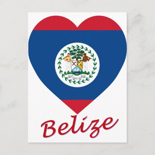 Belize Flag Heart Postcard