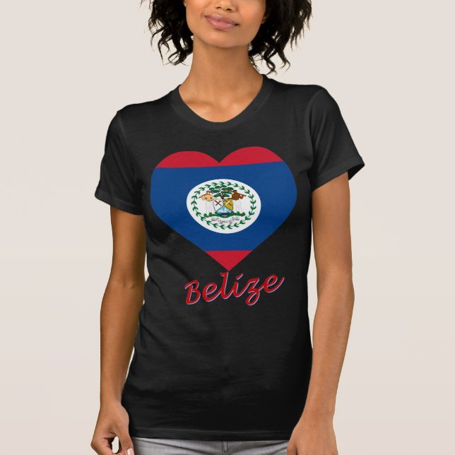 Belize Flag Heart T-Shirt (Front)