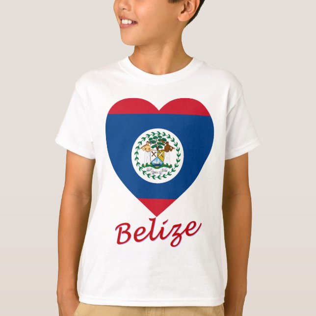 Belize Flag Heart T-Shirt (Front)
