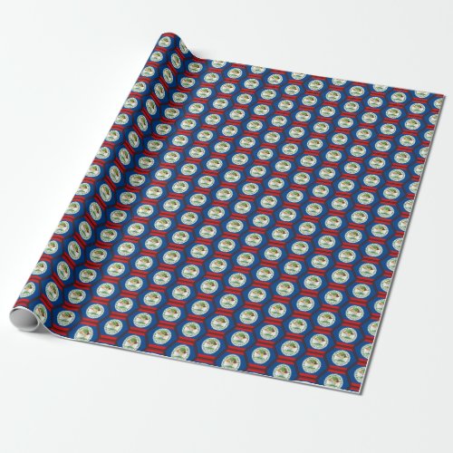 Belize Flag Honeycomb Wrapping Paper