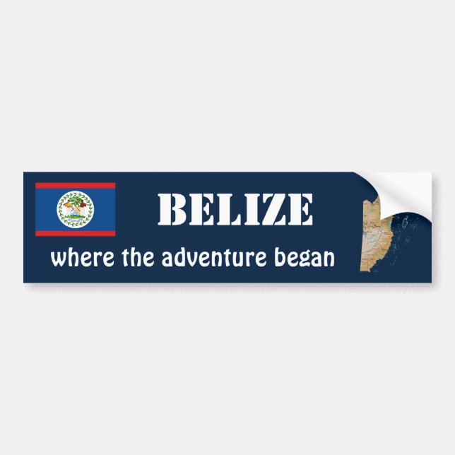 Belize Flag + Map Bumper Sticker (Front)