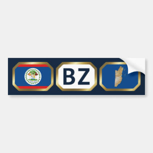 Belize Flag Map Code Bumper Sticker