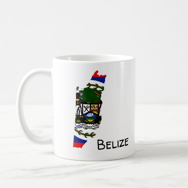 Belize Flag Map Coffee Mug (Left)