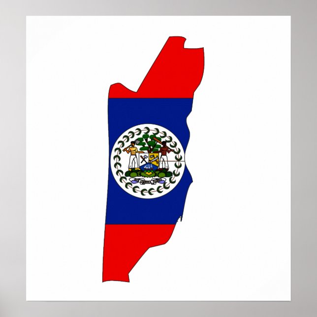 Belize Flag Map full size Poster (Front)