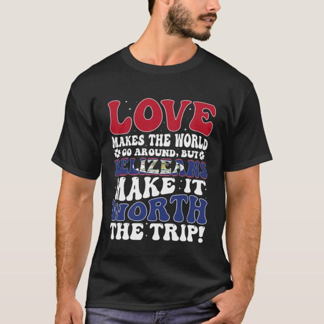 Belize Flag Men & Women Cute Til Belizeans T-Shirt (Front)