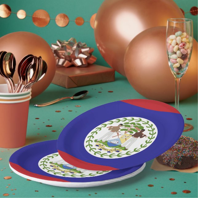 Belize flag paper plates (Multi)