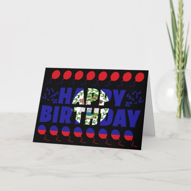 Belize Flag Patriotic Birthday Card (Front)