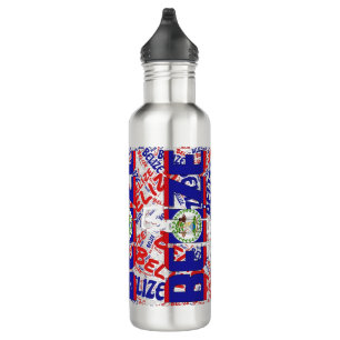 Belize Flag Patriotic Stainless Steel Water Bottle