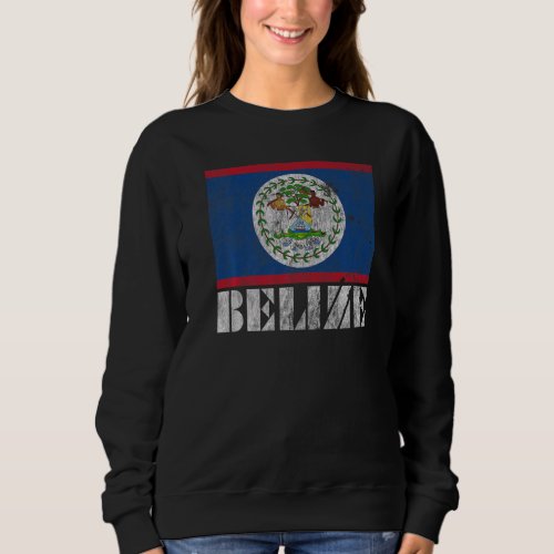 Belize Flag  Retro Vintage Country Souvenir Sweatshirt
