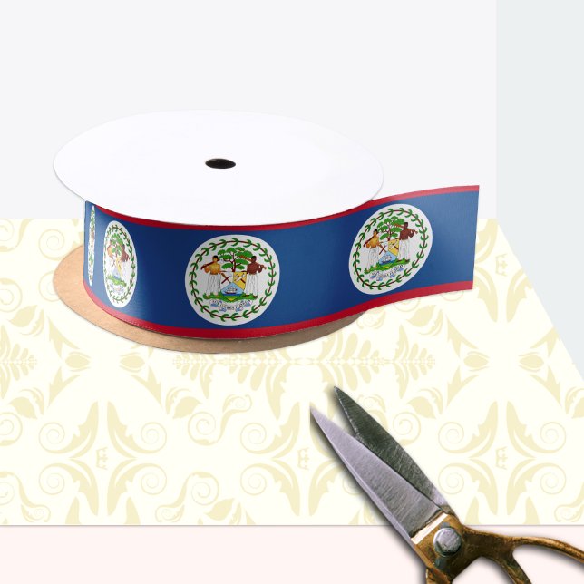 Belize Flag ribbon, Belize fashion /sports Satin Ribbon (Creator Uploaded)