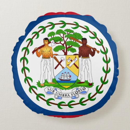 Belize Flag Round Pillow