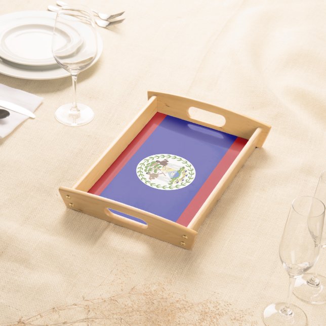 Belize flag serving tray (Front)