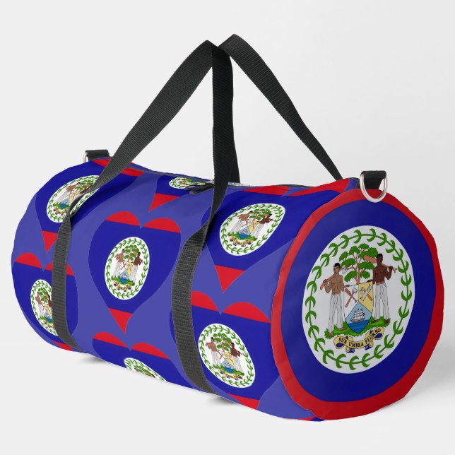 Belize Flag Stadium  Duffle Bag (Left Corner)