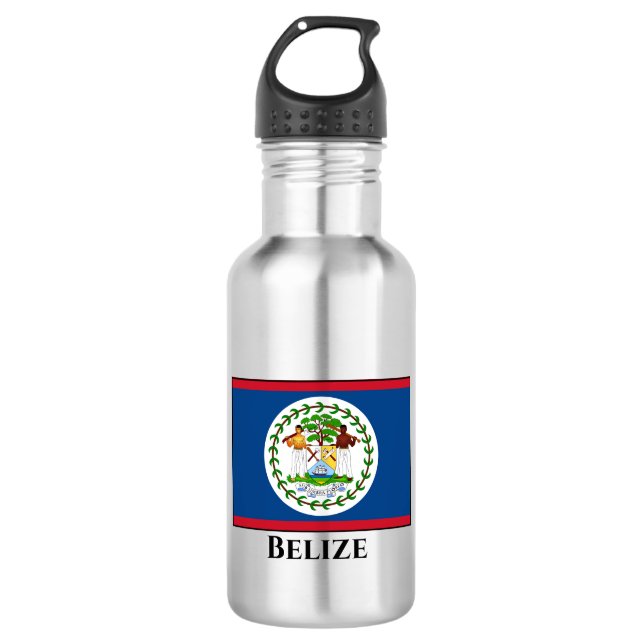 Belize Flag Stainless Steel Water Bottle (Front)