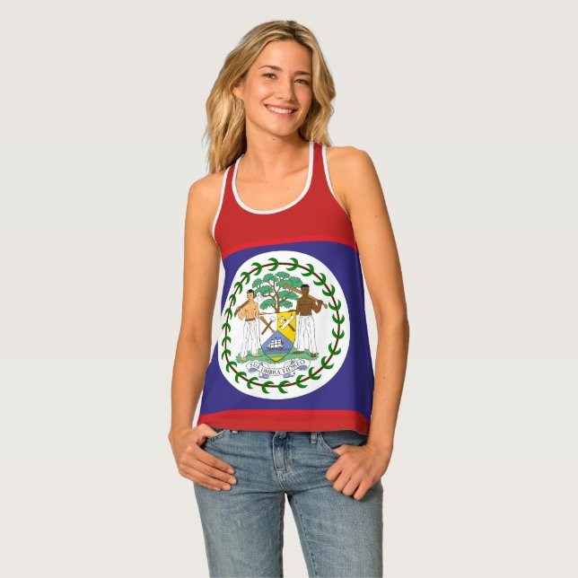 Belize flag tank top (Front Full)