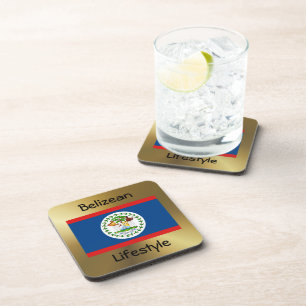 Belize Flag+Text Coaster