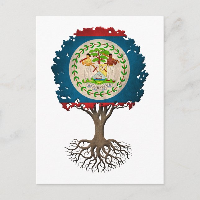 Belize Flag Tree of Life Customizable Postcard (Front)