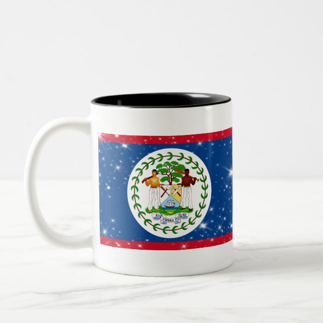 Belize Flag Two-Tone Coffee Mug (Left)