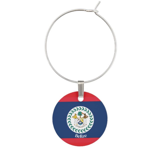 Belize Flag Wine Charm Travel Charm (Front)