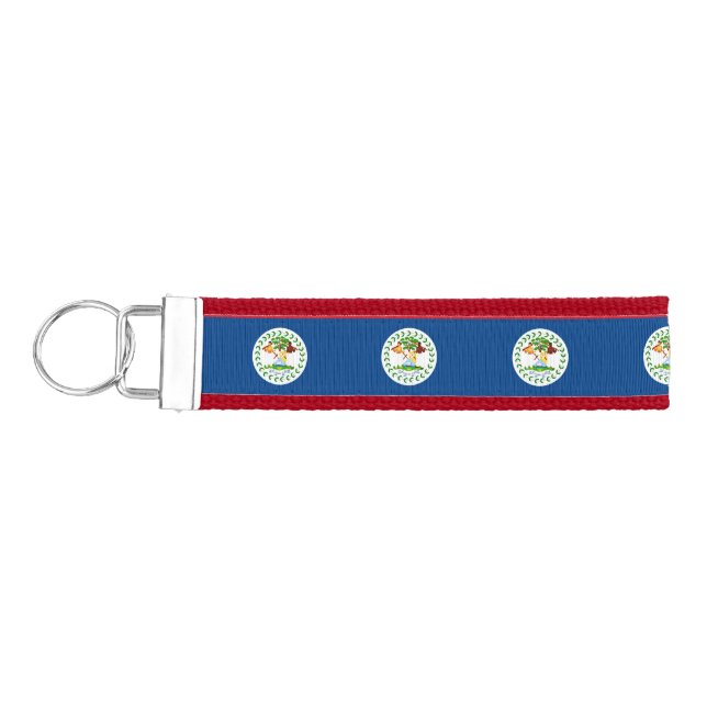 Belize flag Wrist Keychain (Keys on Left)