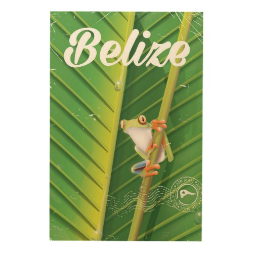 belize Frog vintage cartoon travel poster