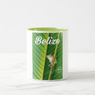belize Frog vintage cartoon travel poster Two-Tone Coffee Mug