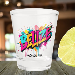 Belize graffiti style travel vacation shot glass