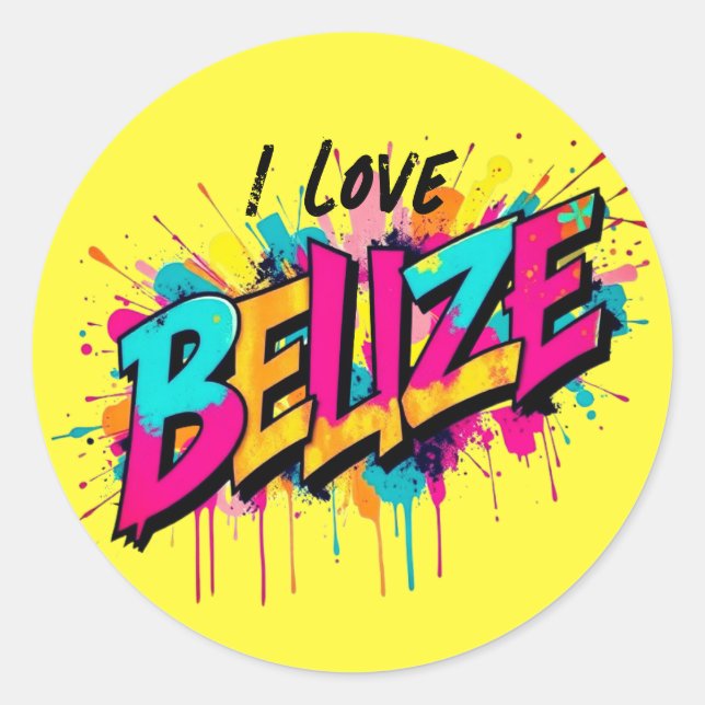 Belize graffiti travel vacation souvenir decor classic round sticker (Front)