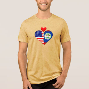 Belize Hispanic Hearts USA Flags Tri-Blend Shirt