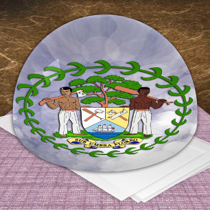 Belize Holiday, Dome, patriotic Belizean Emblem Paperweight