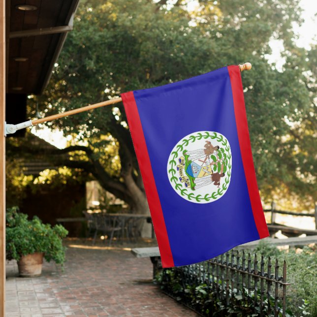 Belize House Flag (In SItu)