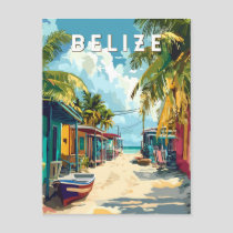 Belize Illustration Travel Art Vintage Postcard