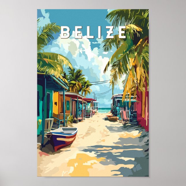 Belize Illustration Travel Art Vintage Poster (Front)